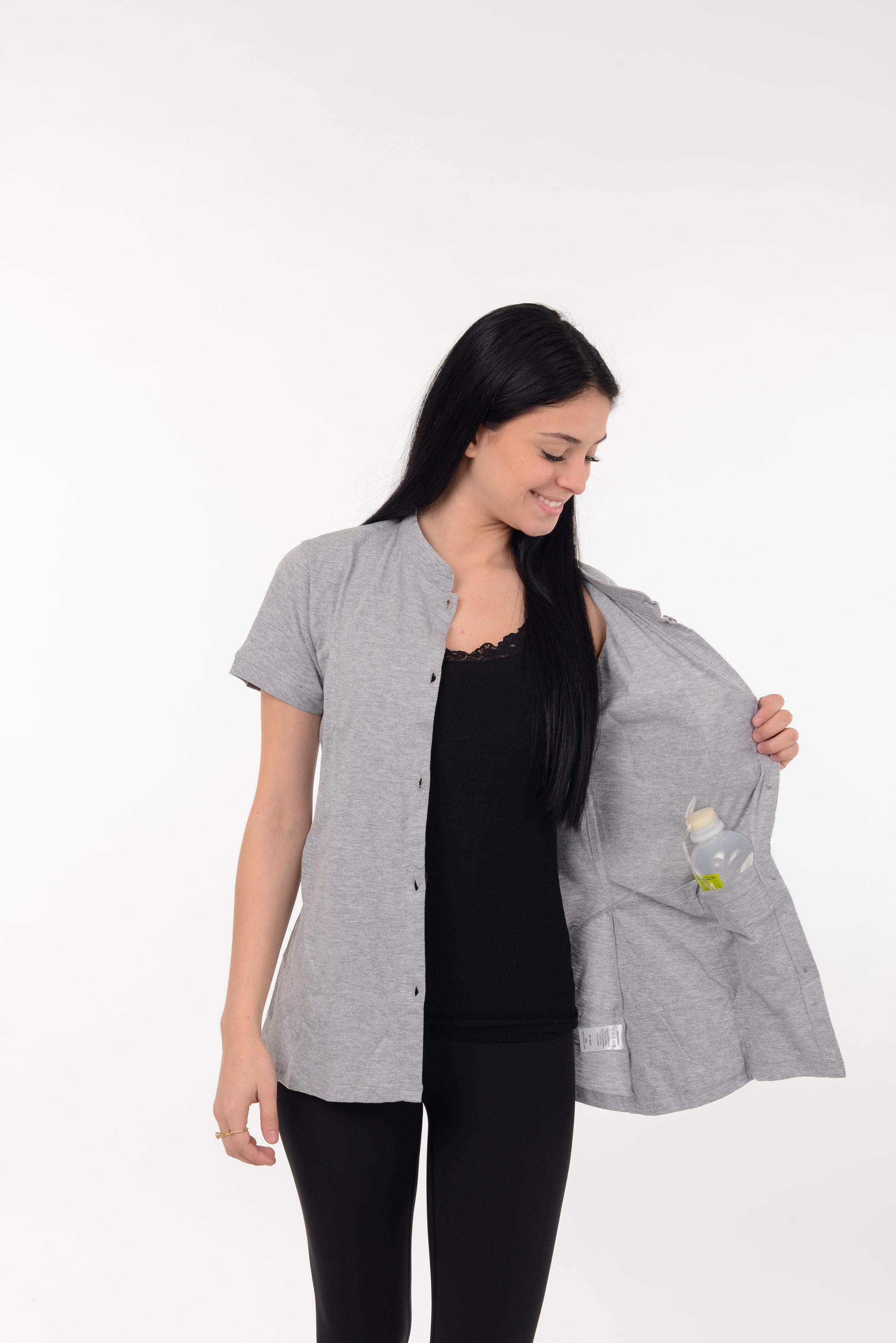 Post Mastectomy Band collar shirt with Drain pockets Camisole for Drain Management Systems